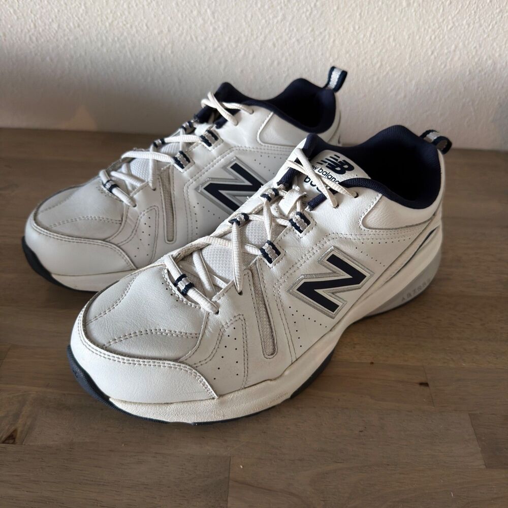 New Balance 608 V5 Men’s 11 White Navy Leather Cross Training Shoes